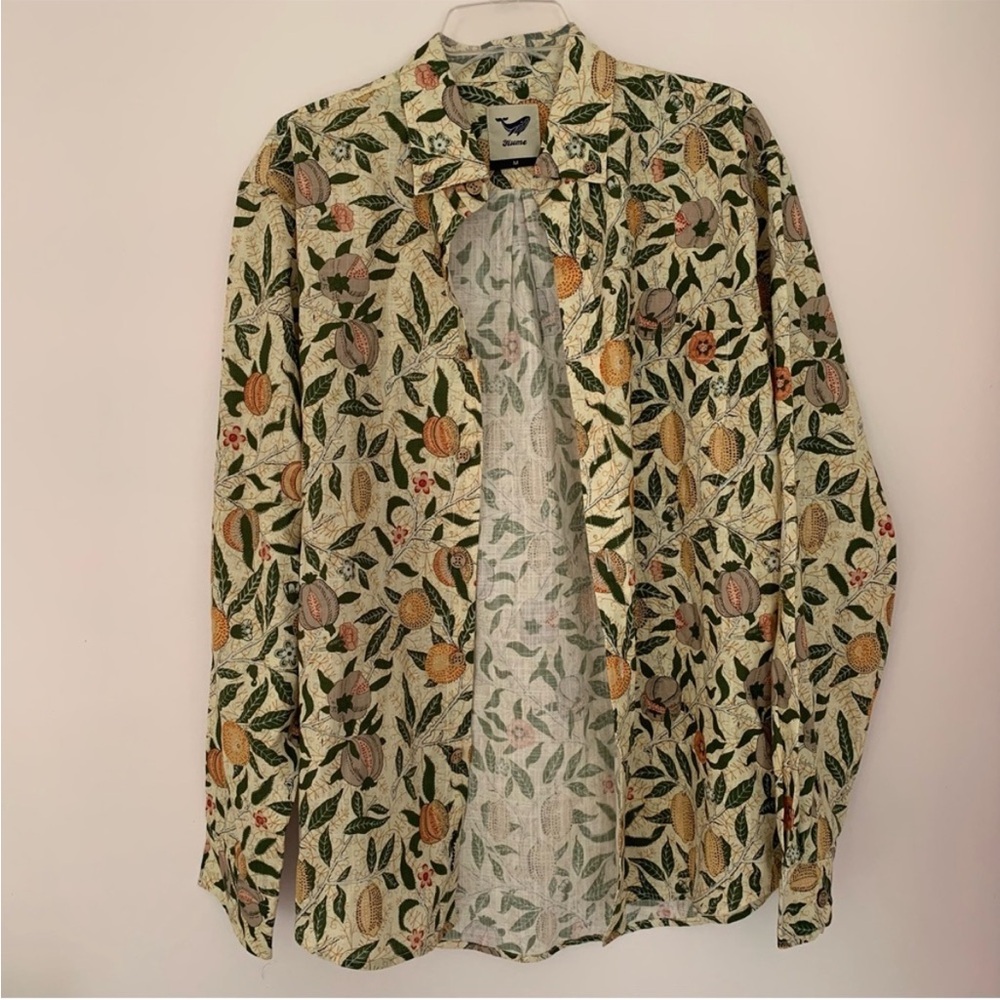 Yiume Hawaiian Shirt William Morris Fruit Pomegranates Long Sleeve Aloha Shirt - Picture 2 of 2